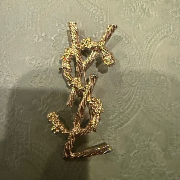 Jewelry - New upcycled Gold YSL Logo Brooch